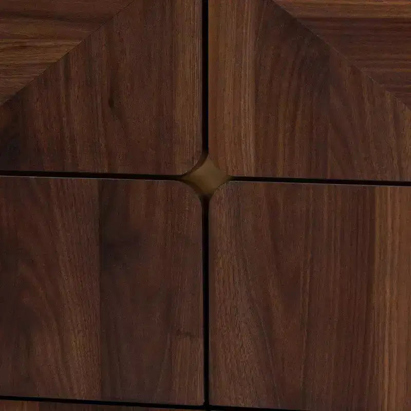 Graceland Wood 6 Drawer Dresser Walnut Brown/Gold: Mid-Century Storage, Angled Legs