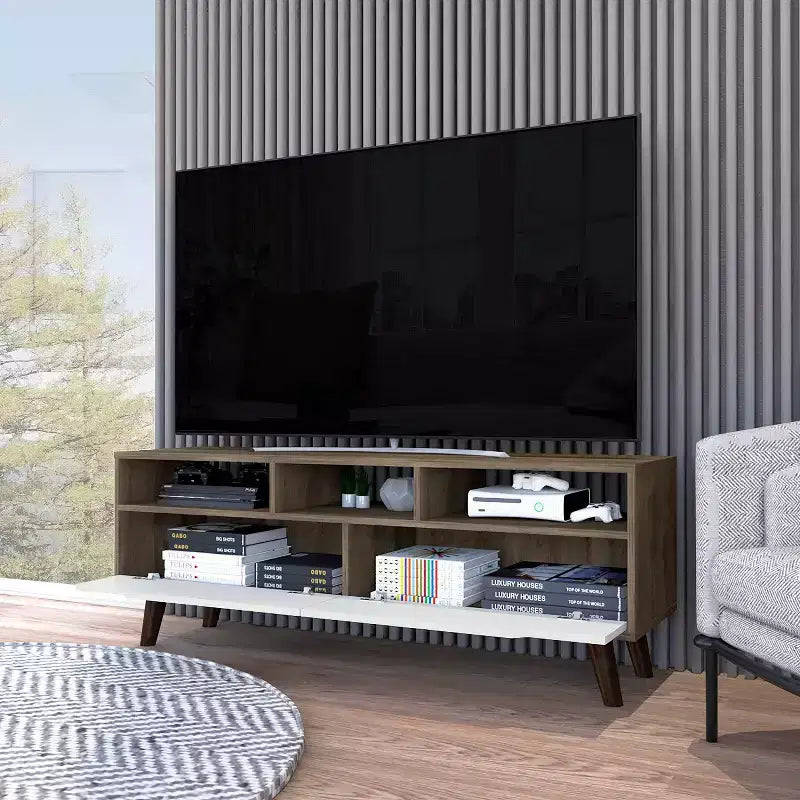 Tacoma TV Stand for TVs up to 55" Dark Walnut/White
