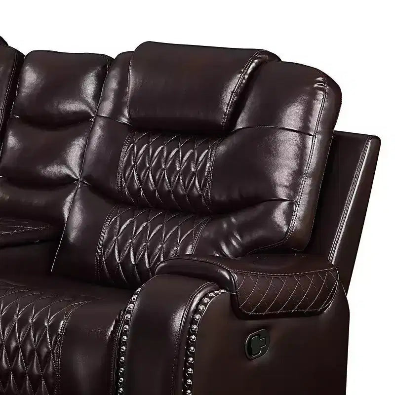 78-Inch Brown PU Leather "Dynamic Seating" Loveseat (with Center Console and Cup Holders)