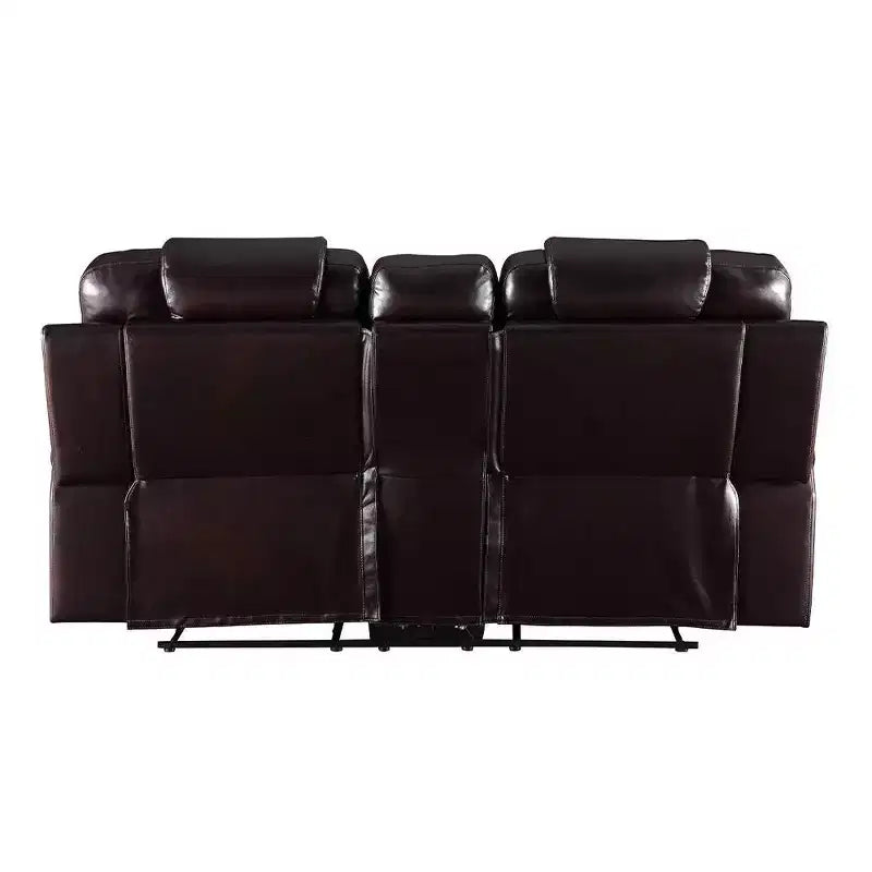 78-Inch Brown PU Leather "Dynamic Seating" Loveseat (with Center Console and Cup Holders)