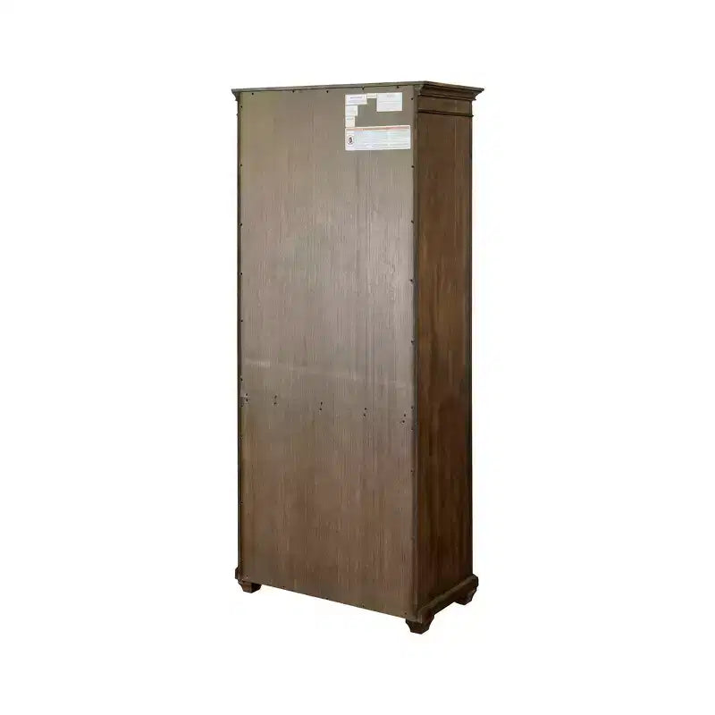 74-Inch Traditional Style Brown Wooden Bookcase with Doors
