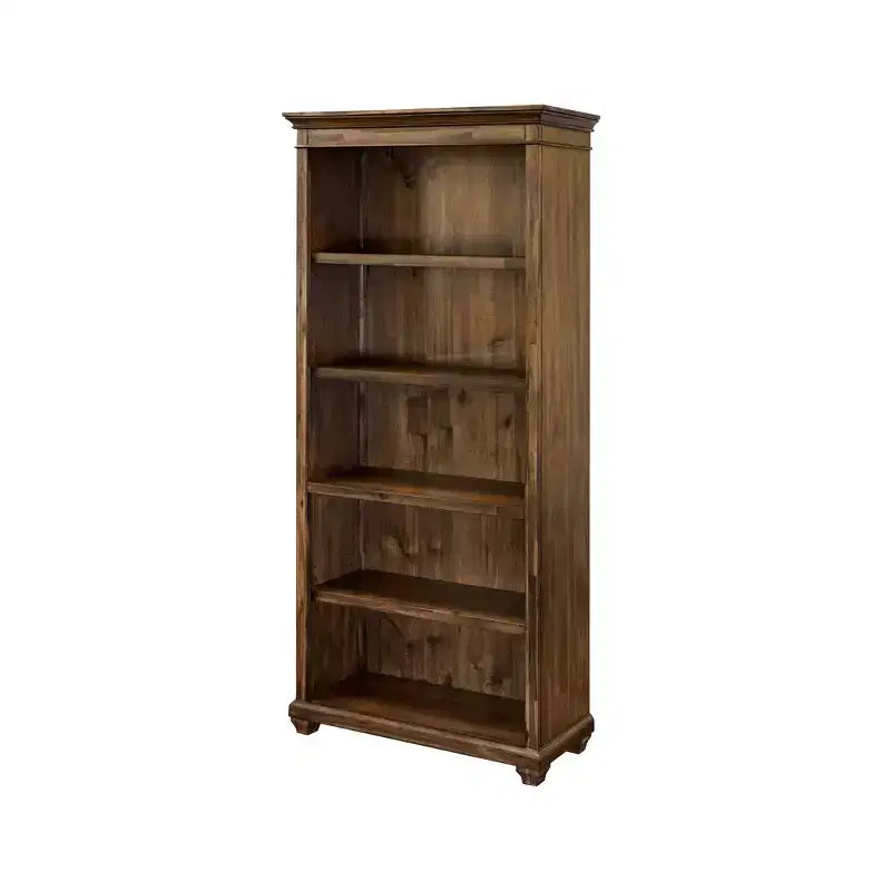 74-Inch Traditional Style Brown Wooden Bookcase with Doors
