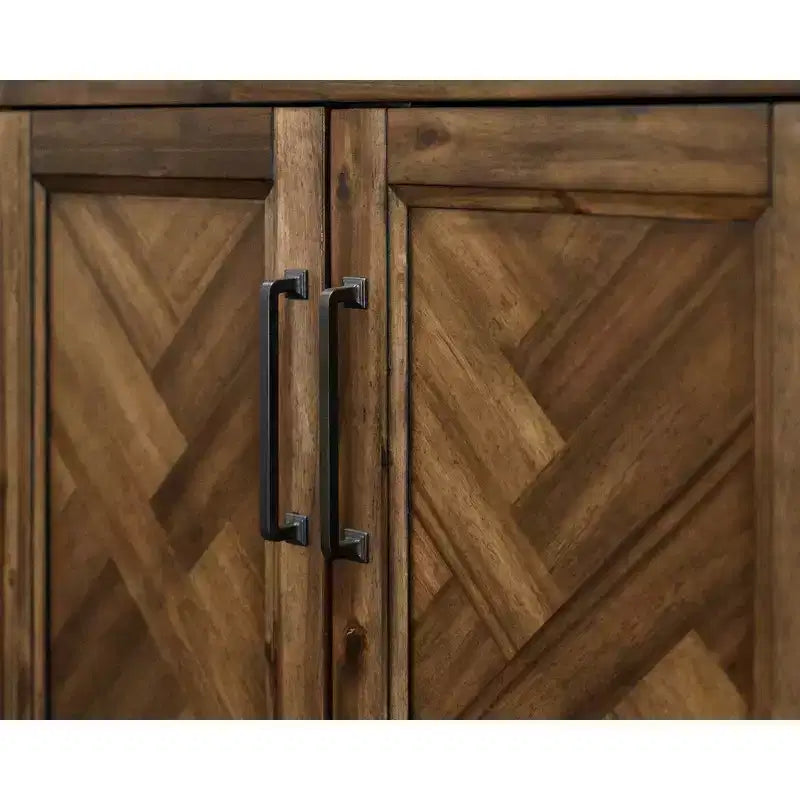 74-Inch Traditional Style Brown Wooden Bookcase with Doors