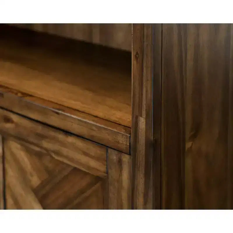74-Inch Traditional Style Brown Wooden Bookcase with Doors