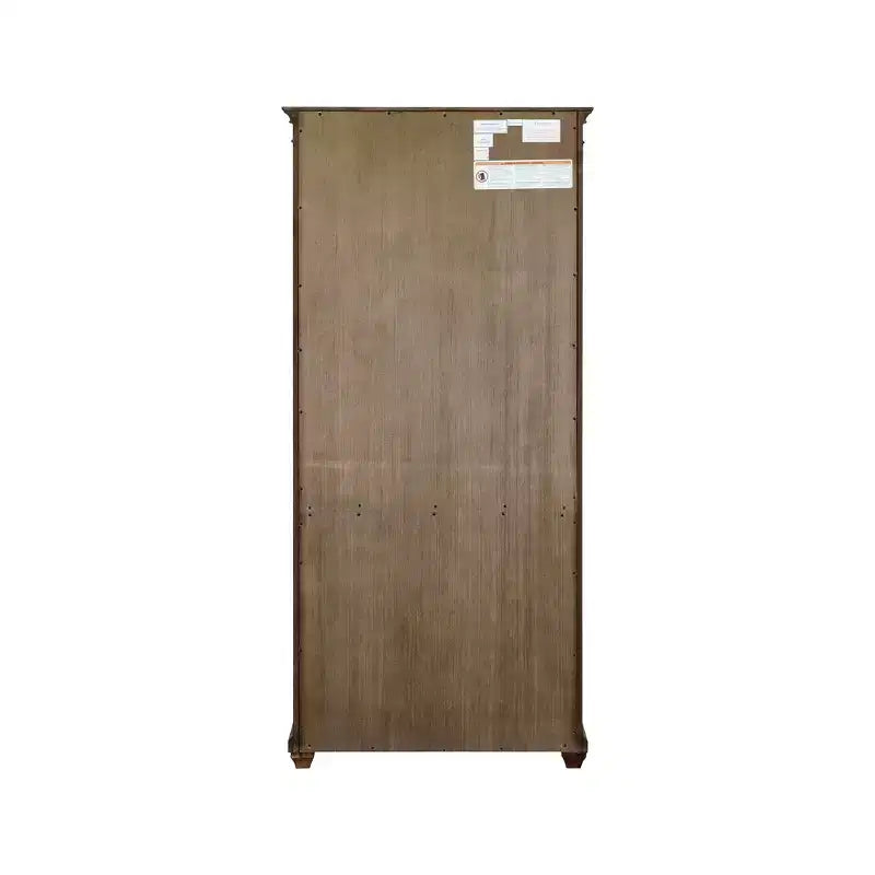 74-Inch Traditional Style Brown Wooden Bookcase with Doors