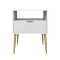 Nathan James Jacklyn Wood Fluted Nightstand with Drawer White: Modern Bedside Table, Laminate Surface
