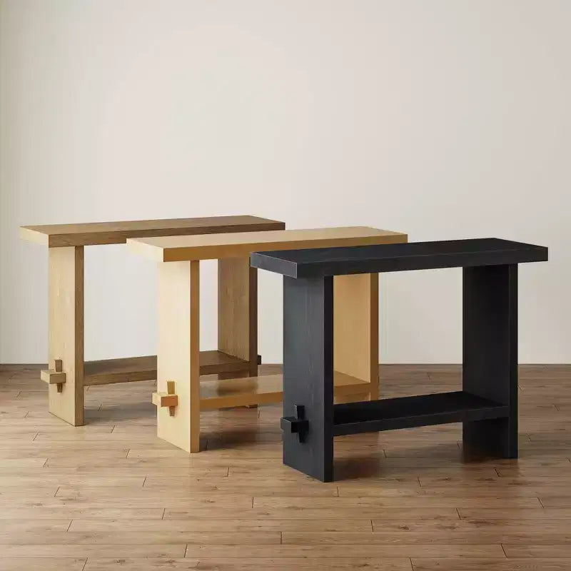 Console Sofa Table Reclaimed Black Oak: 40" Narrow Entryway, Rustic Veneer Surface