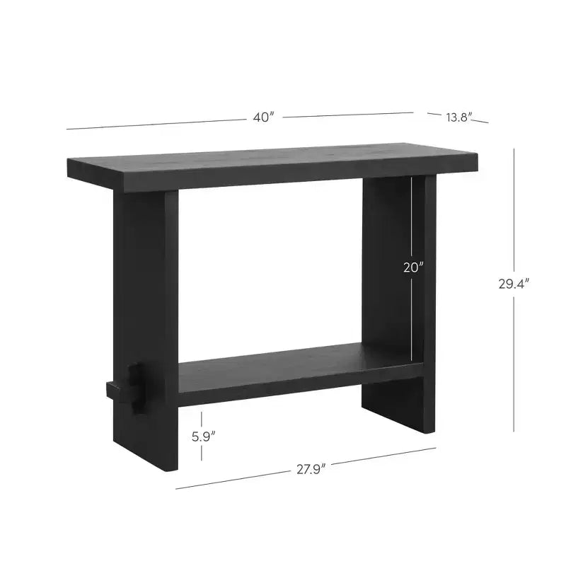Console Sofa Table Reclaimed Black Oak: 40" Narrow Entryway, Rustic Veneer Surface