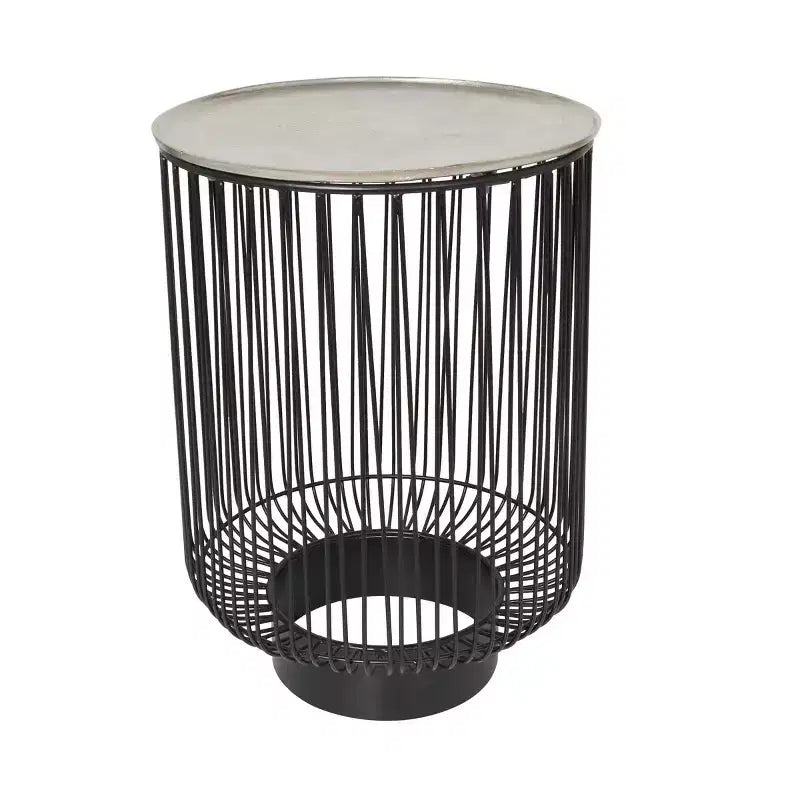 Olivia & May Metal Geometric Open Frame Wire Accent Table: No Assembly, Indoor Use, Made in India