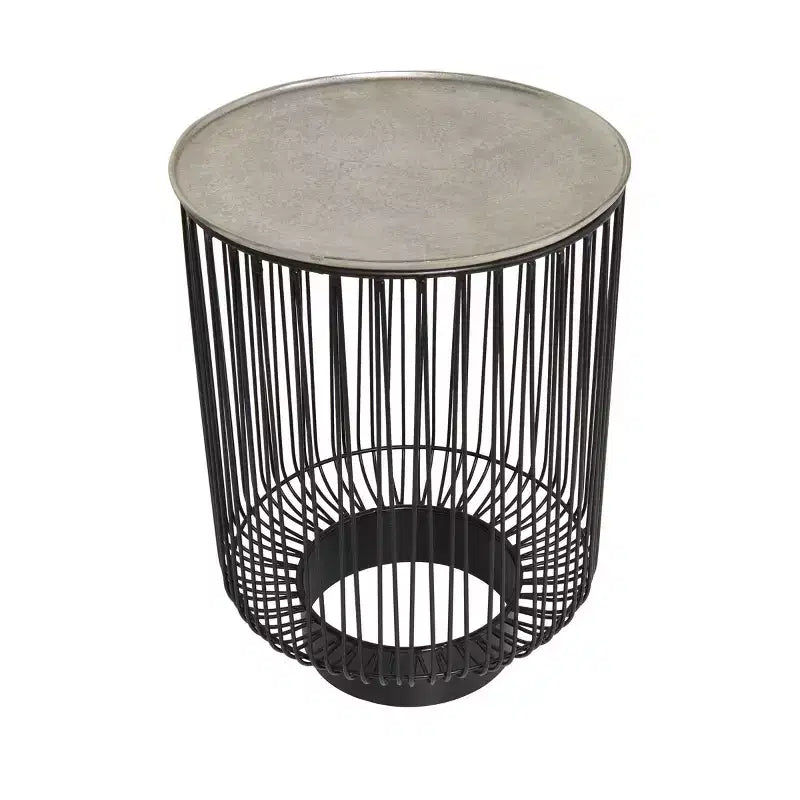 Metal Geometric Open Frame Wire Accent Table: No Assembly, Indoor Use, Made in India