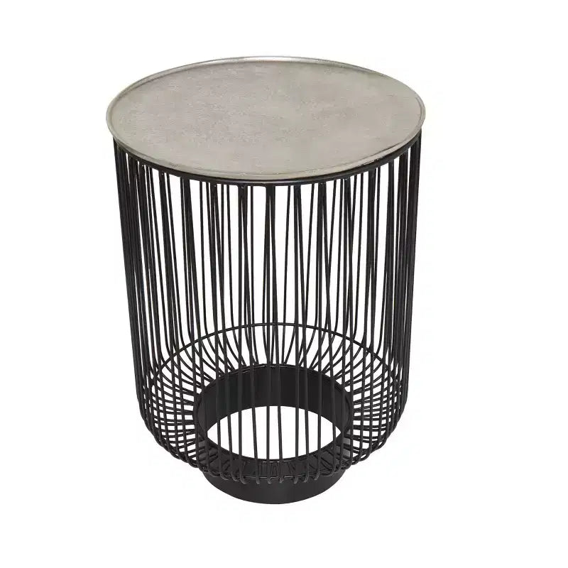 Metal Geometric Open Frame Wire Accent Table: No Assembly, Indoor Use, Made in India