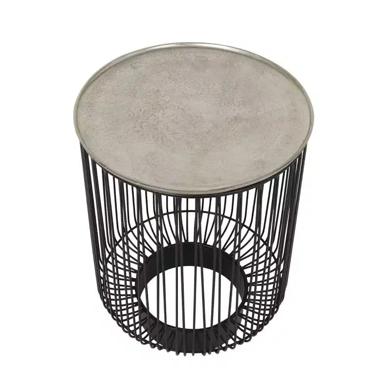 Metal Geometric Open Frame Wire Accent Table: No Assembly, Indoor Use, Made in India