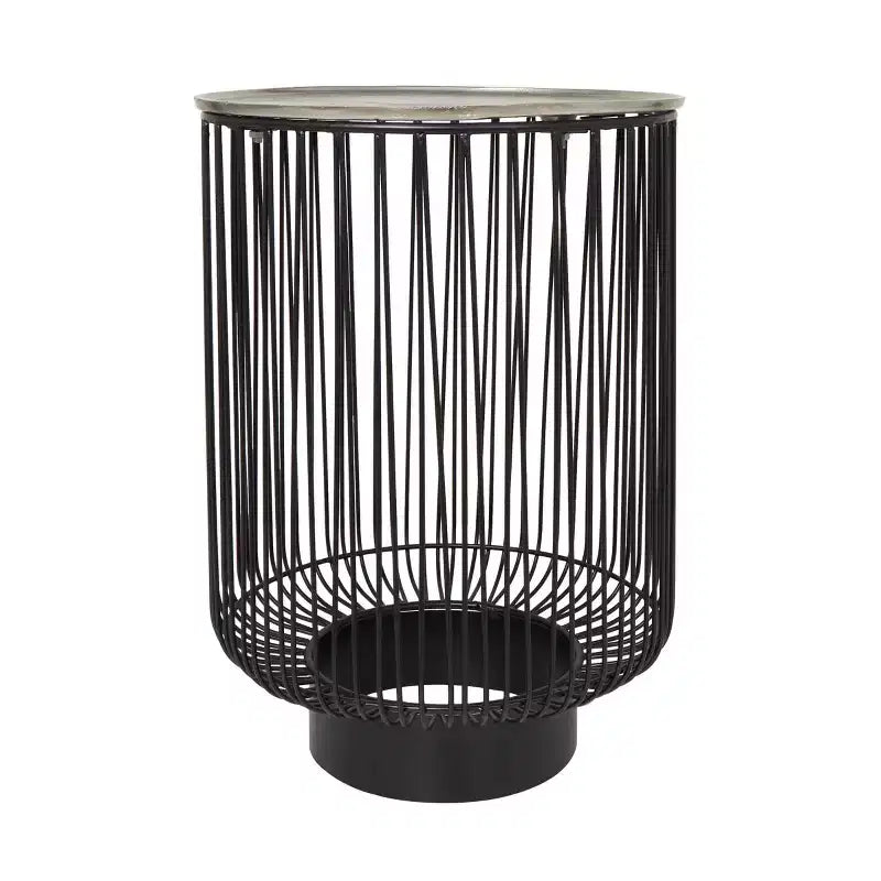 Metal Geometric Open Frame Wire Accent Table: No Assembly, Indoor Use, Made in India
