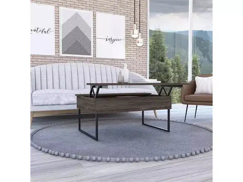 Coffee Table Dark Walnut  Lift-Top, Hidden Storage, Modern Design
