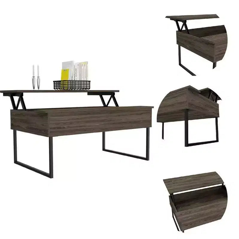 Coffee Table Dark Walnut  Lift-Top, Hidden Storage, Modern Design
