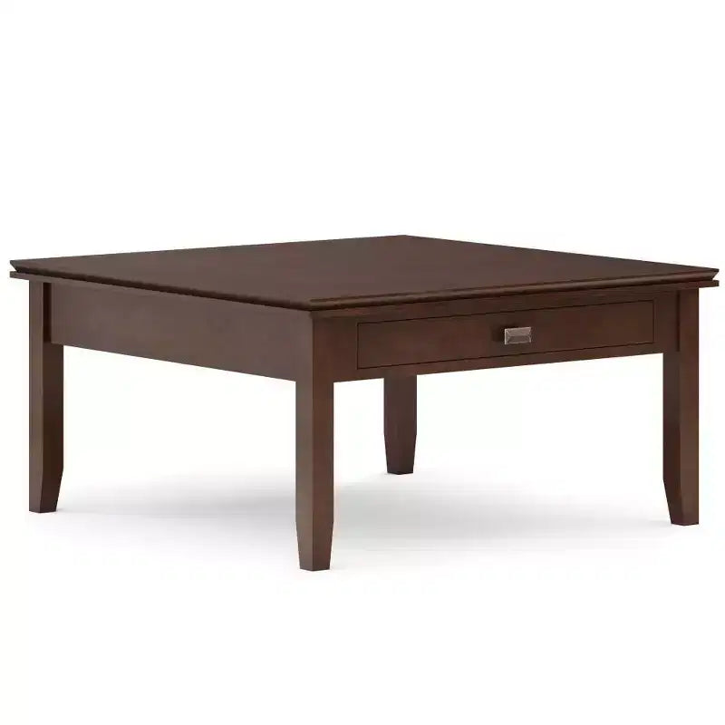 Stratford Square Coffee Table Russet Brown - Wyndenhall: Transitional Wood Composite, Storage Drawers, 36" Square