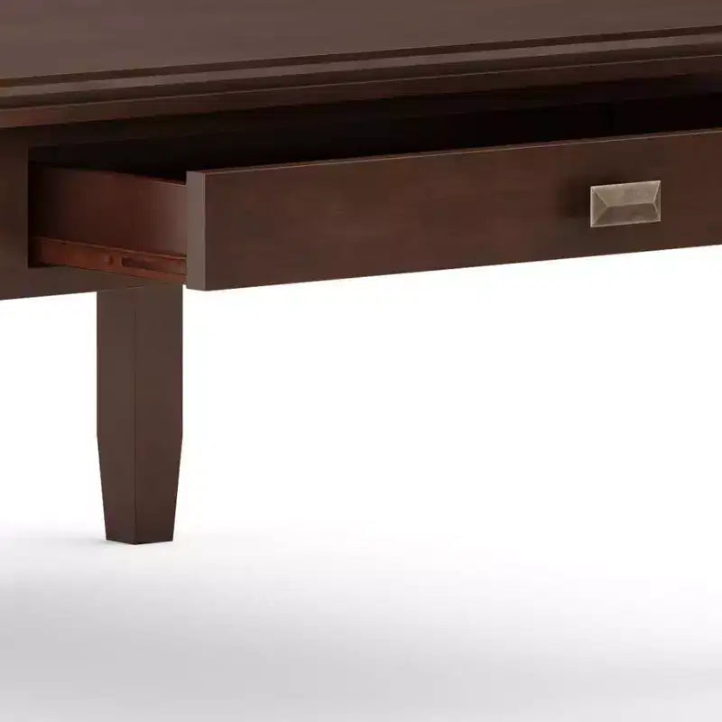 Square Coffee Table Russet Brown l: Transitional Wood Composite, Storage Drawers, 36" Square
