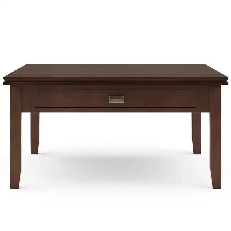 Square Coffee Table Russet Brown l: Transitional Wood Composite, Storage Drawers, 36" Square