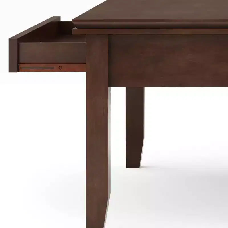 Square Coffee Table Russet Brown l: Transitional Wood Composite, Storage Drawers, 36" Square