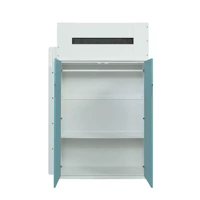 78-Inch Loft Bed (White & Teal): Single Loft Bed, Wooden Frame, Tool-Free Assembly