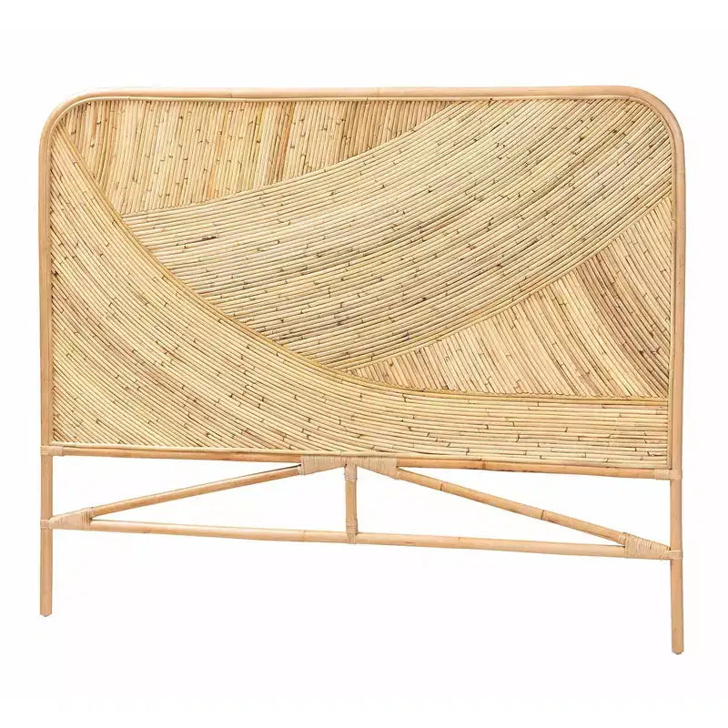 Queen Delphi Rattan Standalone Headboard Natural Brown - Baxton Studio: Bohemian Craftsmanship, No Mounting Required