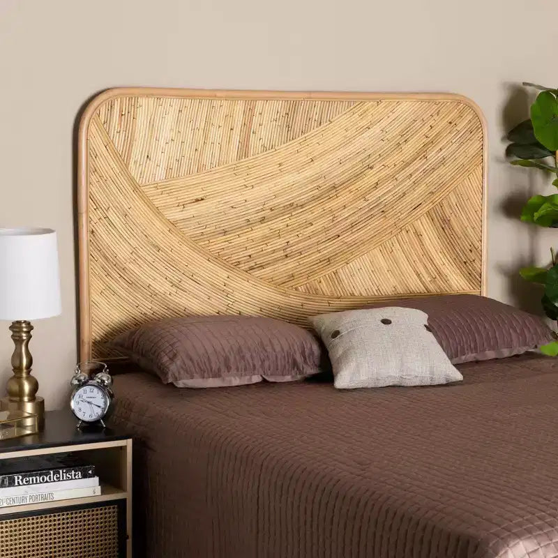 Rattan Standalone Headboard Natural Brown - Baxton Studio: Bohemian Craftsmanship, No Mounting Required