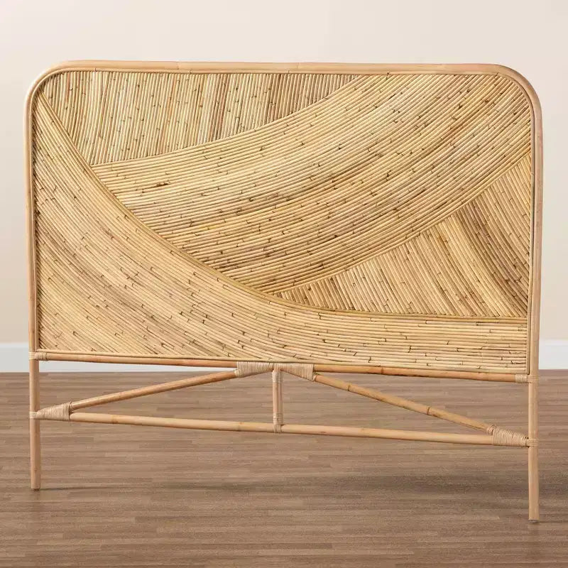 Rattan Standalone Headboard Natural Brown - Baxton Studio: Bohemian Craftsmanship, No Mounting Required