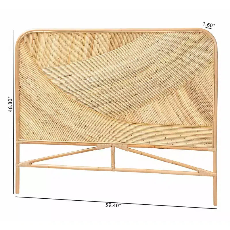 Rattan Standalone Headboard Natural Brown - Baxton Studio: Bohemian Craftsmanship, No Mounting Required