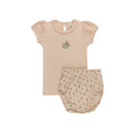 Girls Tshirt and Bloomer Set - Pink - Embroidered Florals