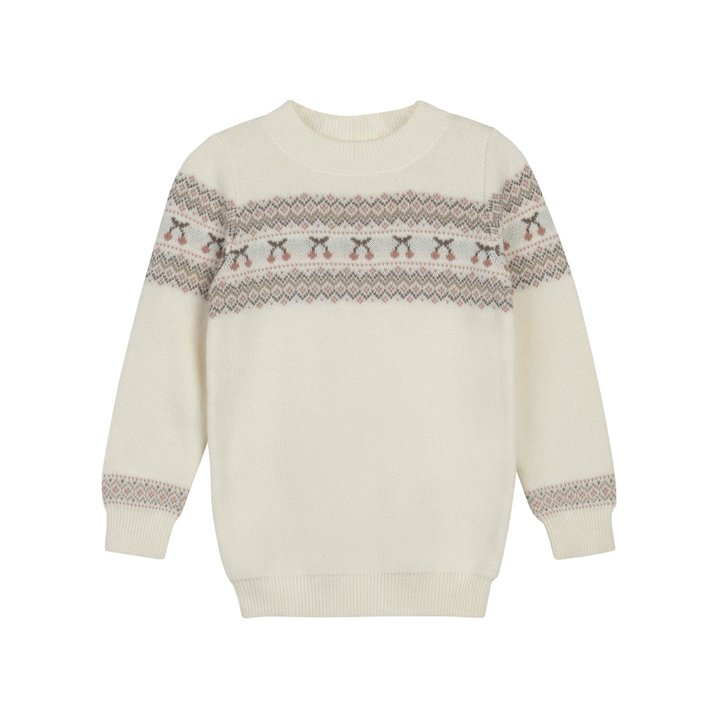 Girls Pullover Sweater – Ivory Mauve