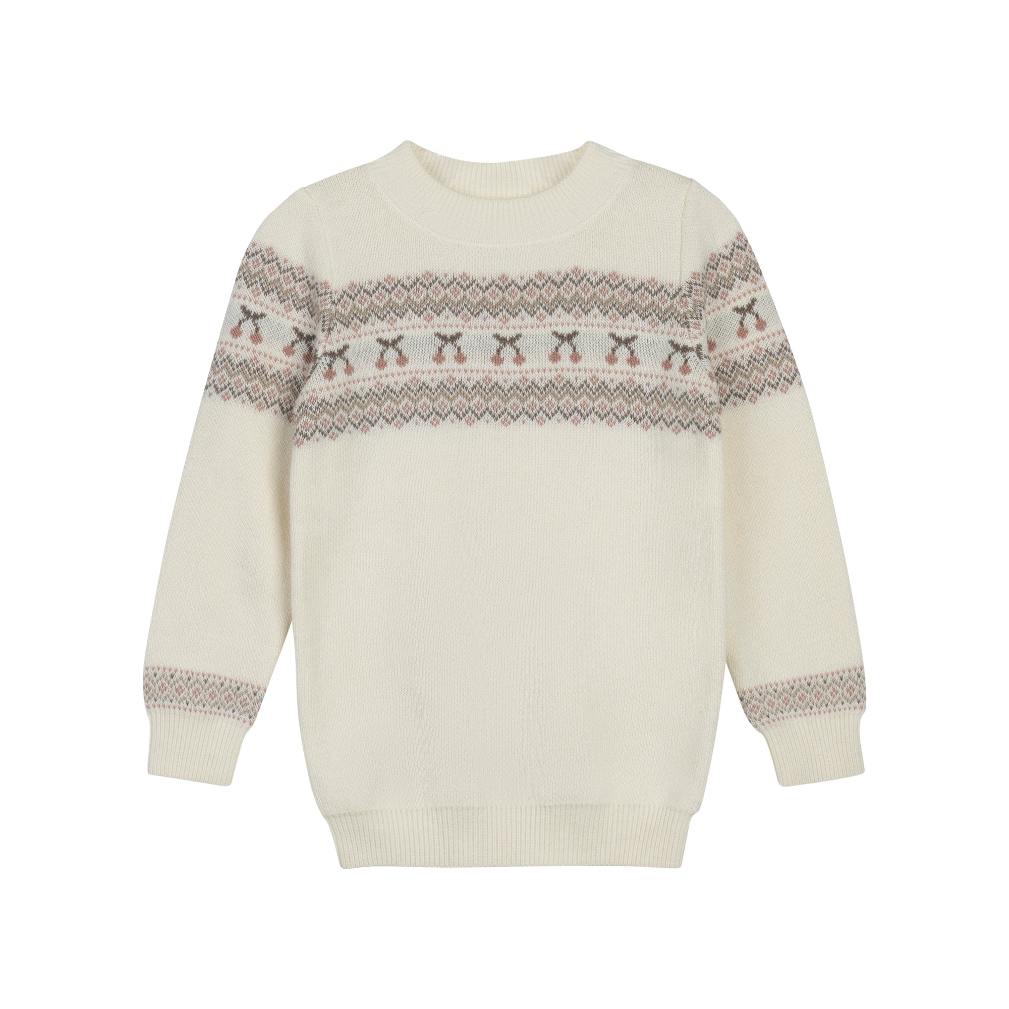 Girls Pullover Sweater – Ivory Mauve