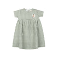Girls Short Sleeve Dress - Sage - Gingham Owl