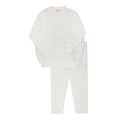 Velour Embroidered Floral Lounge Set – Ivory