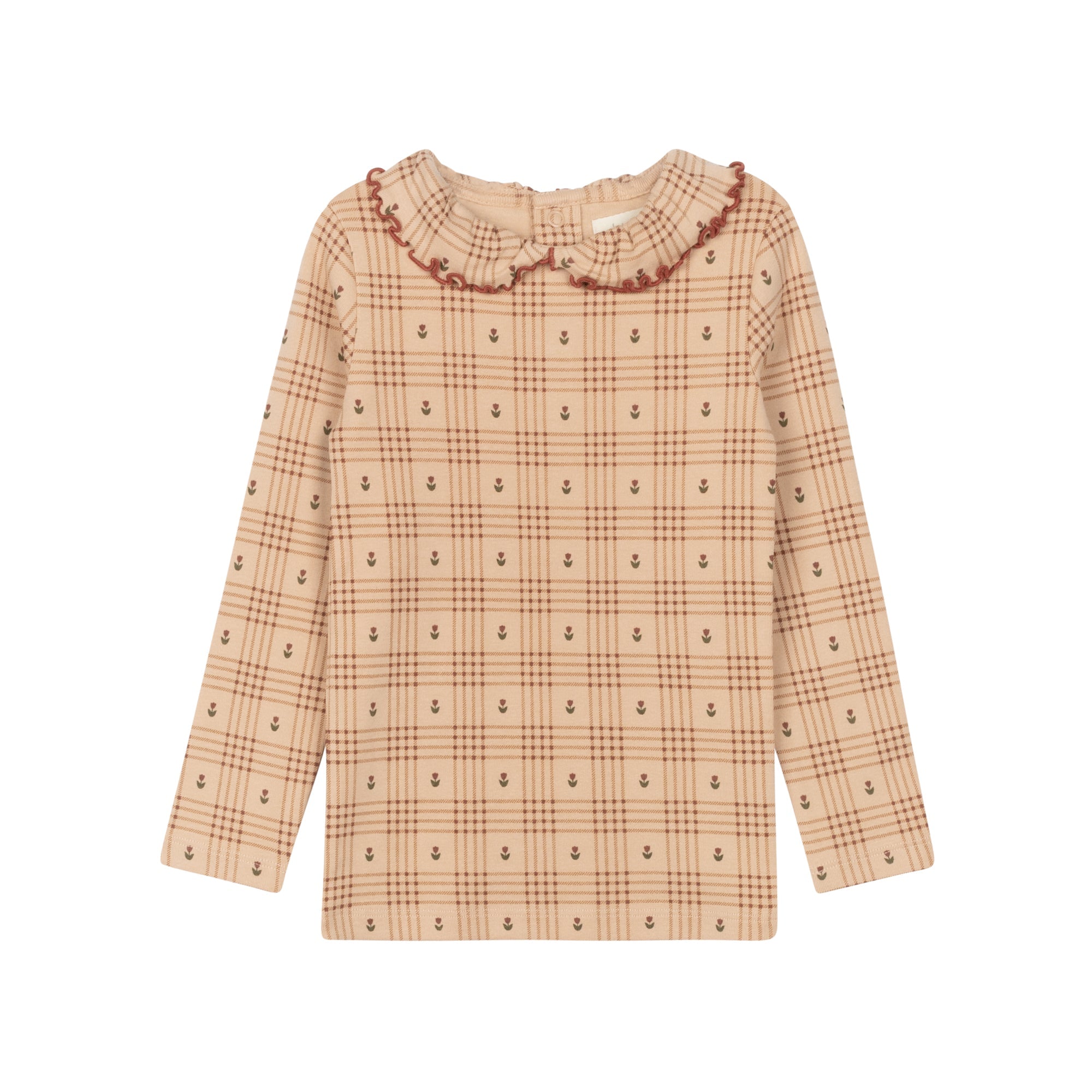 Cotton Floral Plaid Jumper – Pink
