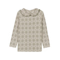Cotton Floral Plaid Ruffle Neck Tee – Tan
