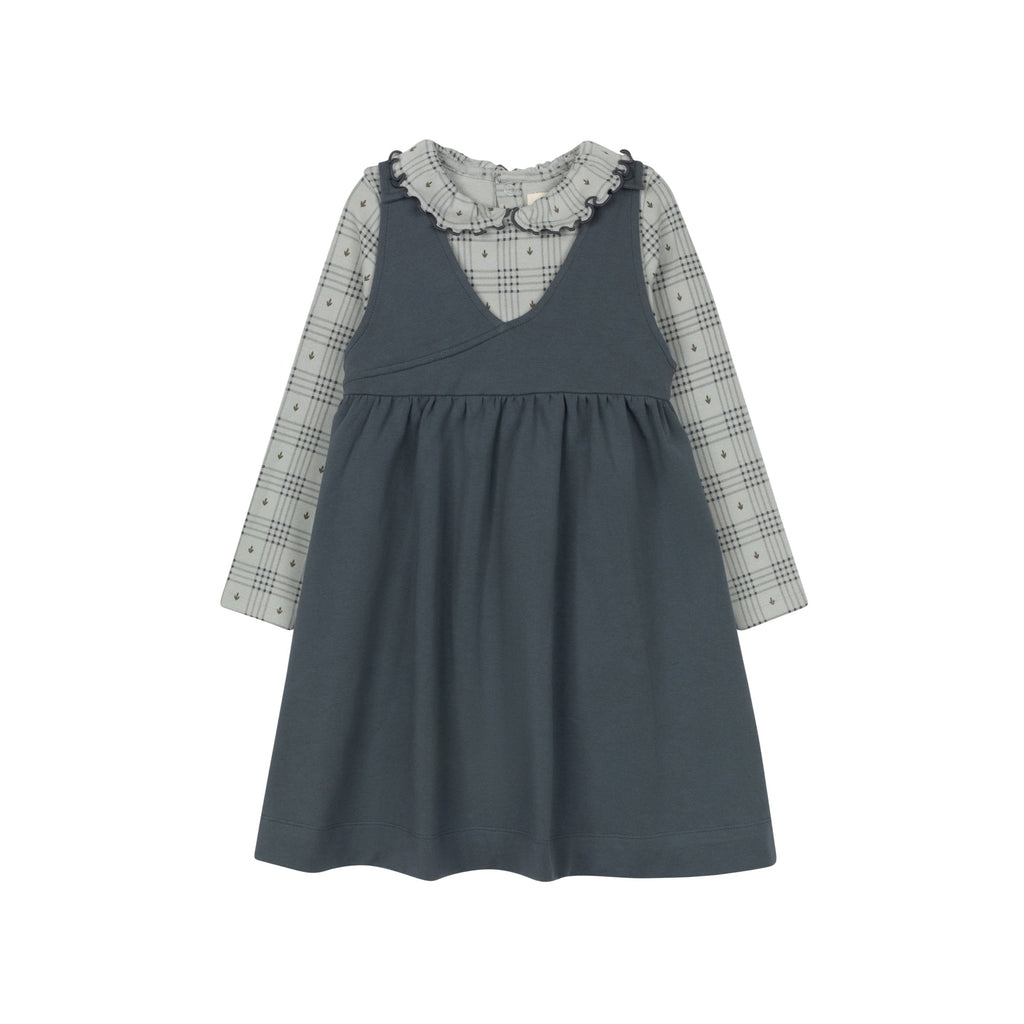 Cotton Floral Plaid Jumper – Blue