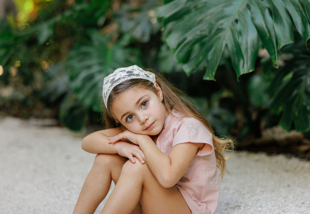 Girls Embroidered Floral 2 Piece Set – Pink