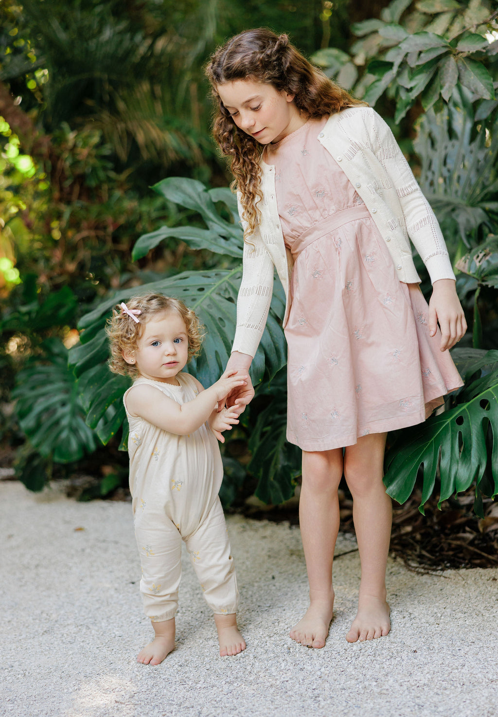 Girls Embroidered Floral Short Sleeve Dress – Pink