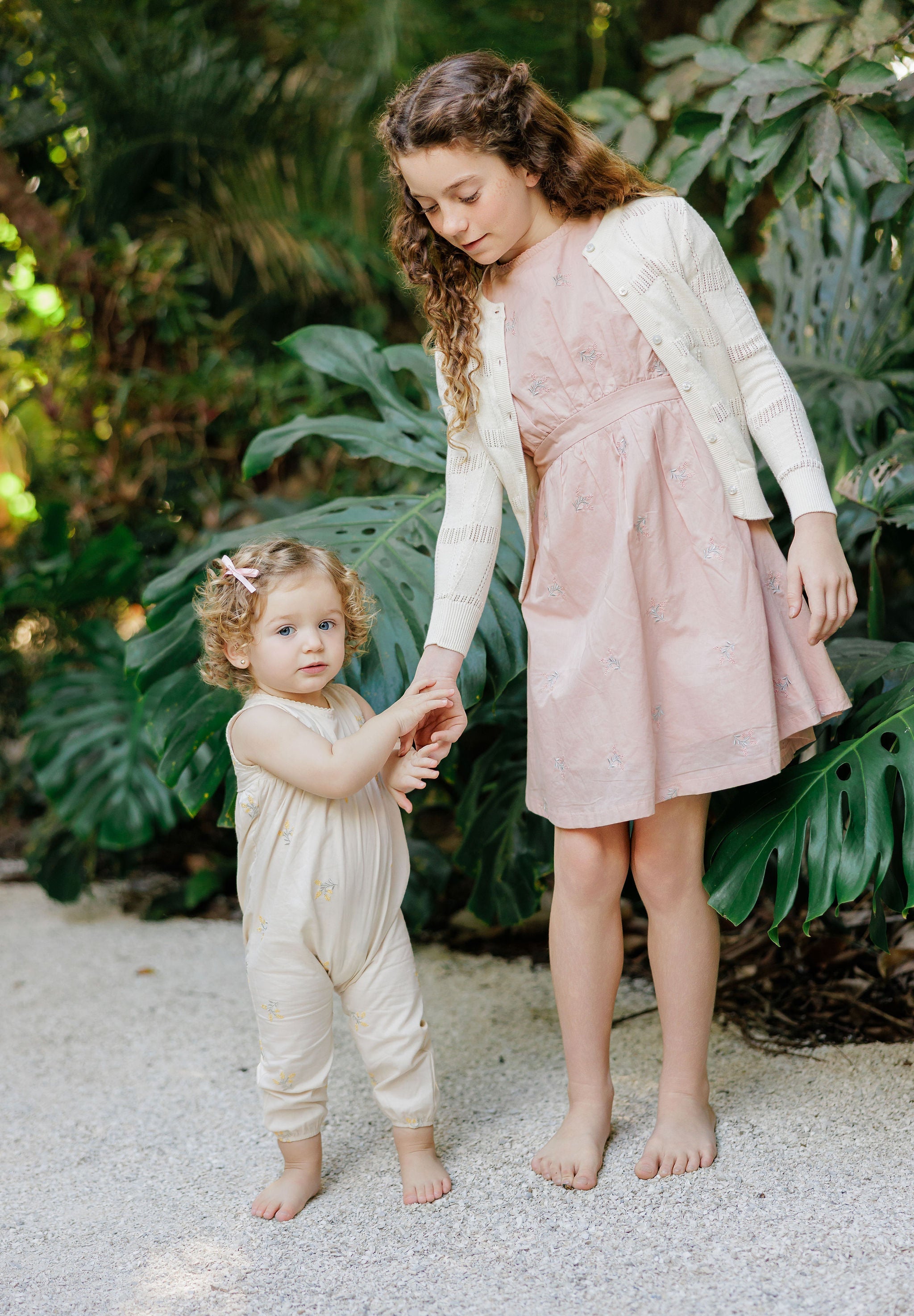 Girls Embroidered Floral Short Sleeve Dress – Pink