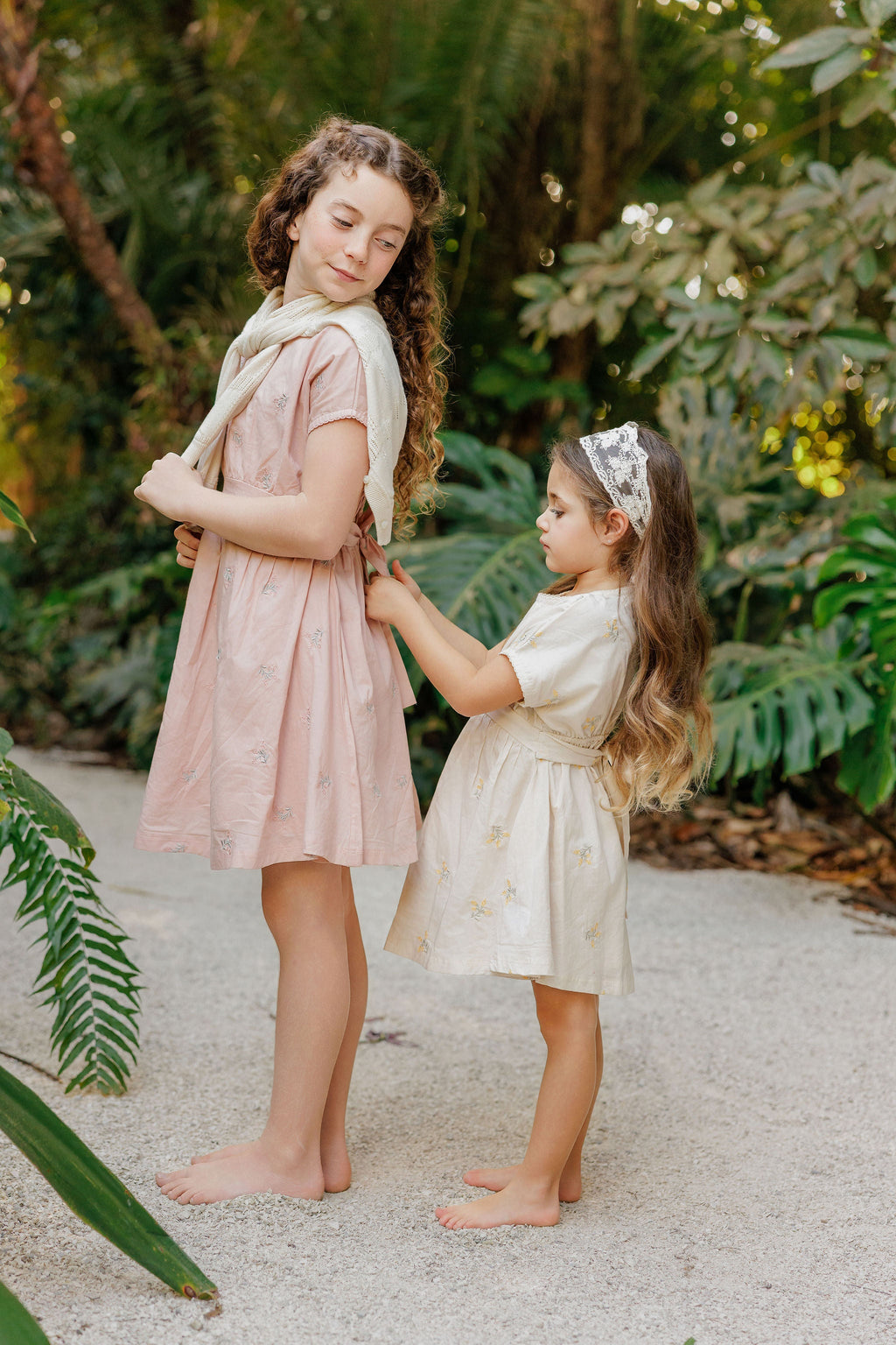 Girls Embroidered Floral Short Sleeve Dress – Pink