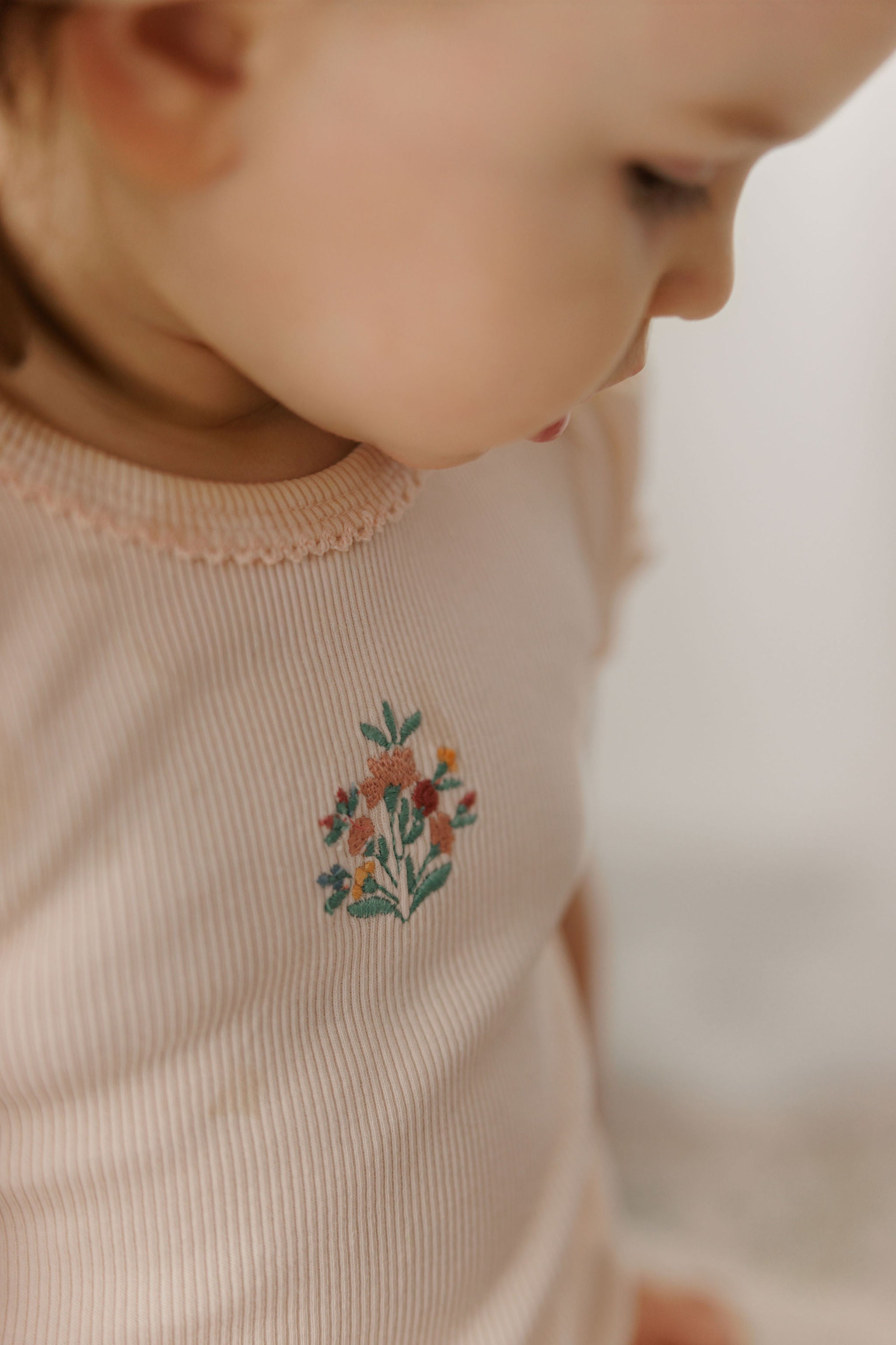 Girls Tshirt and Bloomer Set - Pink - Embroidered Florals