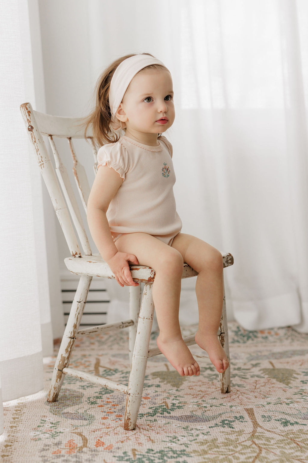 Girls Tshirt and Bloomer Set - Pink - Embroidered Florals