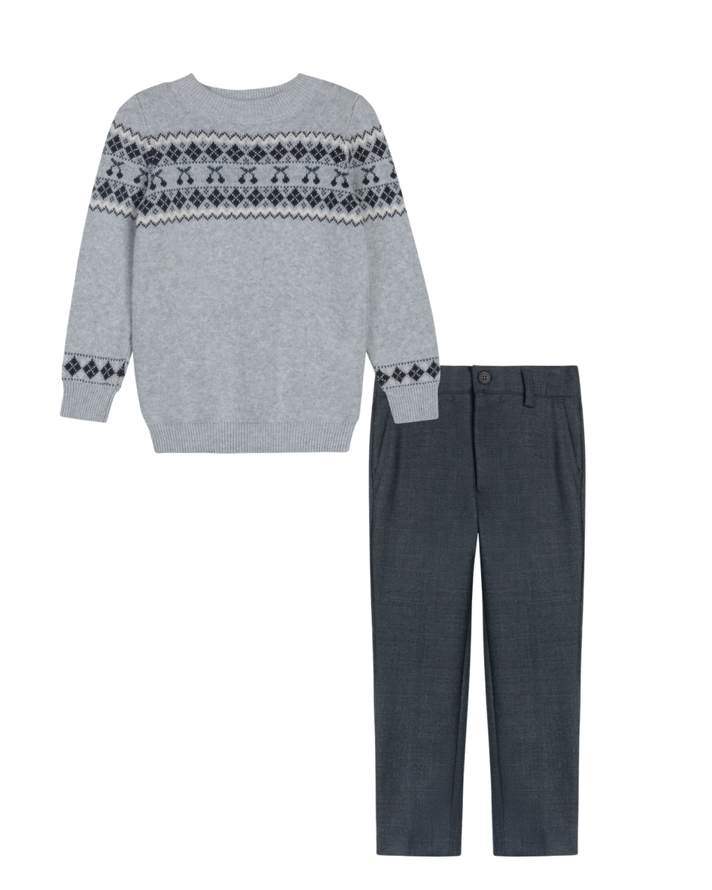 Boys/Girls Pullover Sweater – Grey / Blue
