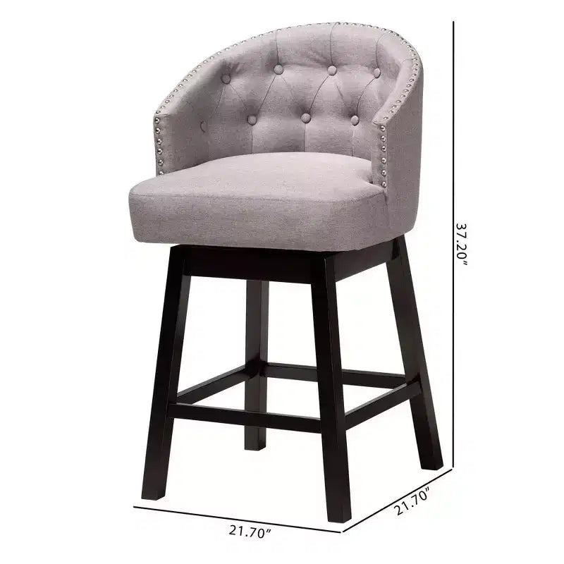2pc Theron Fabric and Wood Swivel Counter Stool Set