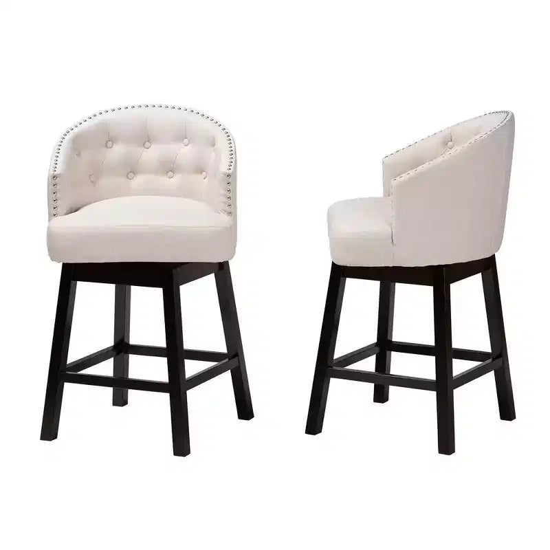 2pc Theron Fabric and Wood Swivel Counter Stool Set