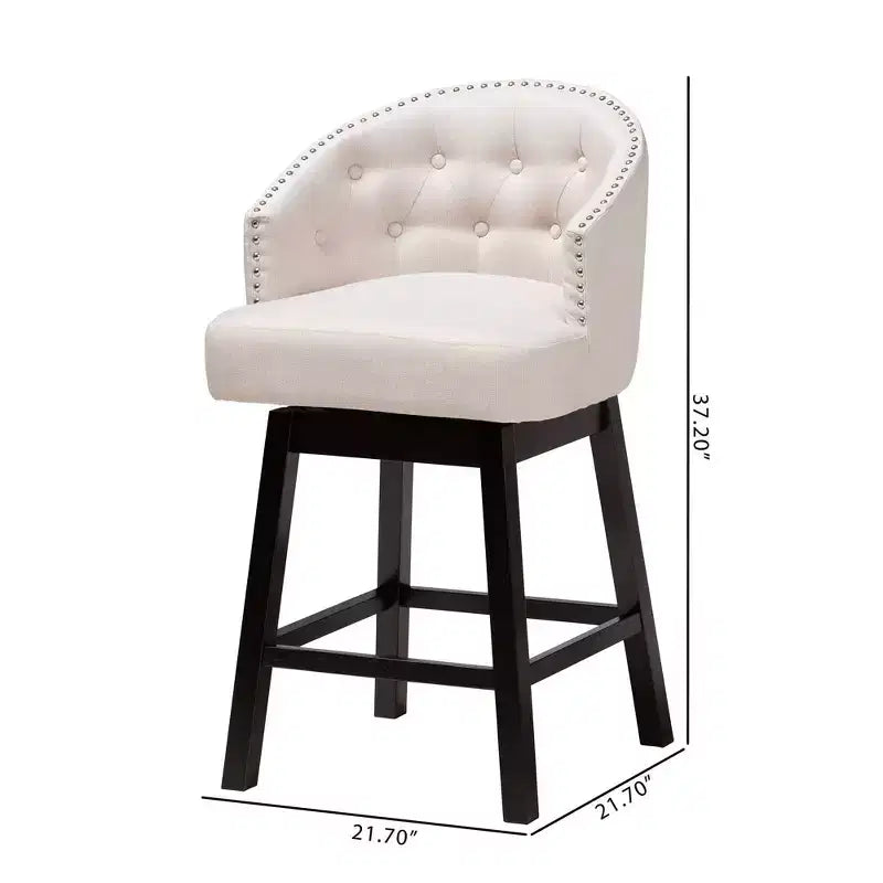 2pc Theron Fabric and Wood Swivel Counter Stool Set