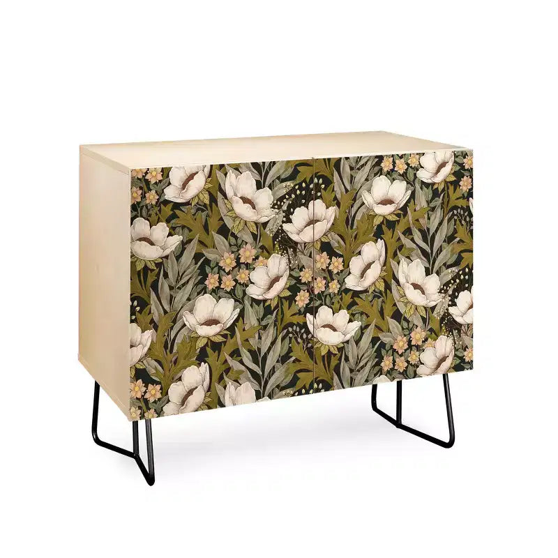Floral Meadow Spring Green Credenza