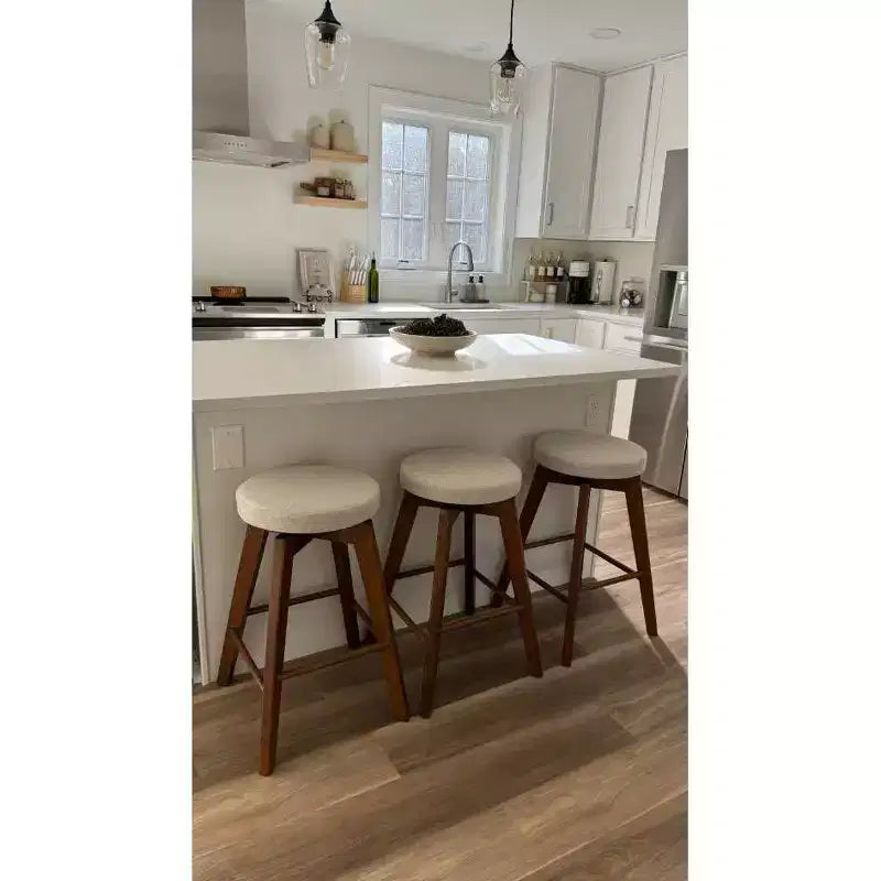 Wood Swivel Cushion Counter Height Barstool
