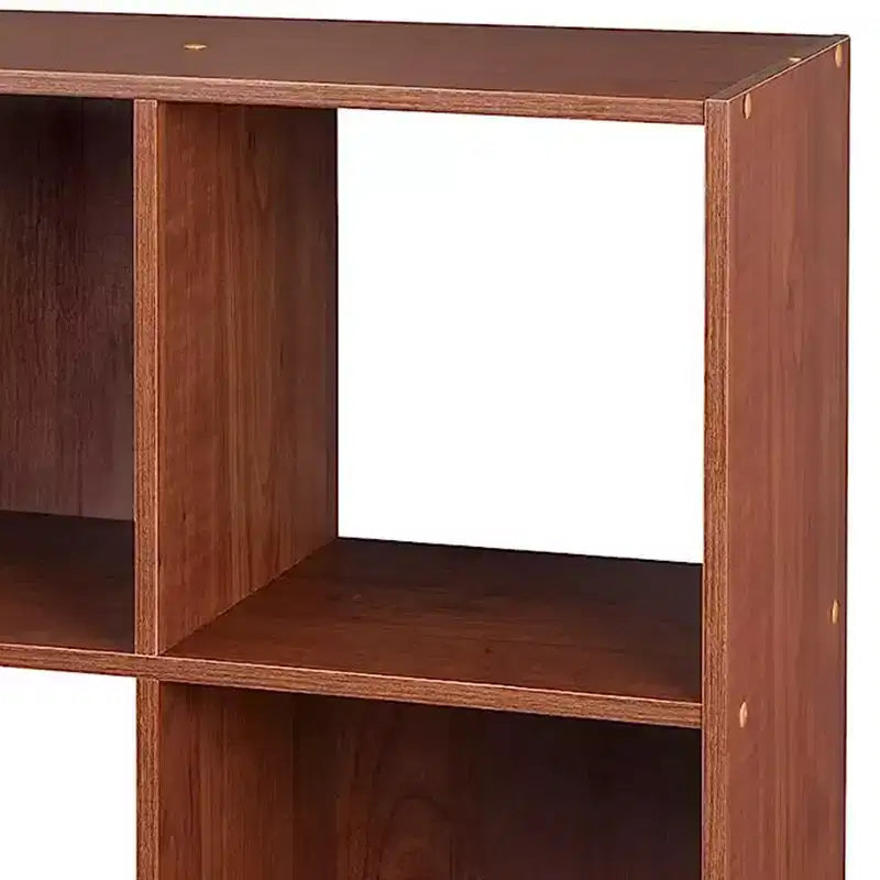 6 Cube Cubby Wood Open Bookcase Display Shelf Organizer, Dark Cherry