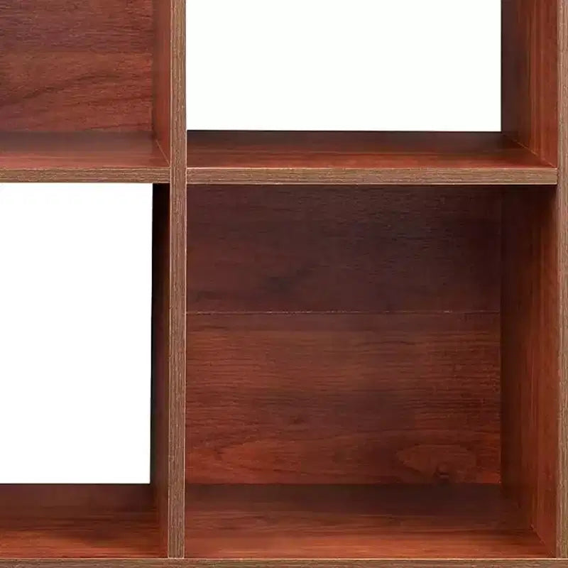 6 Cube Cubby Wood Open Bookcase Display Shelf Organizer, Dark Cherry